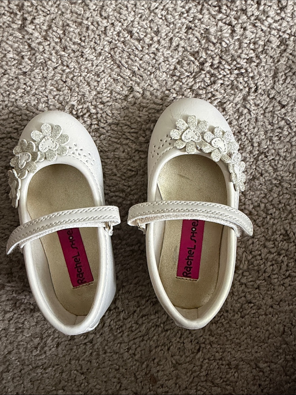 Rachel Shoes White Floral Mary Jane Toddler Flats
